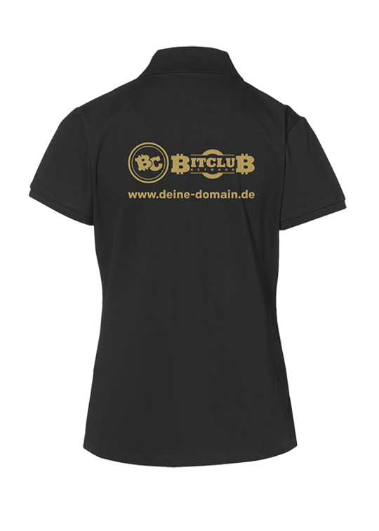 Poloshirt Damen - "Bitclub", Stick gold